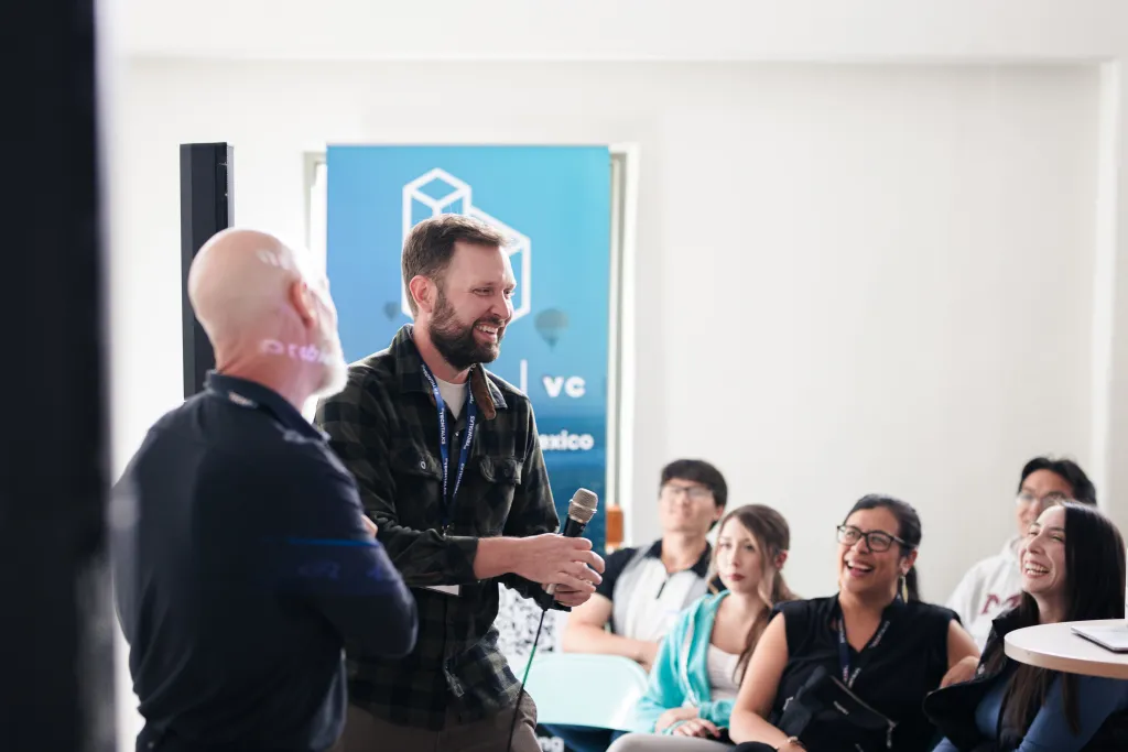 Attendee speaking to the room at Desert Dev Lab 2025