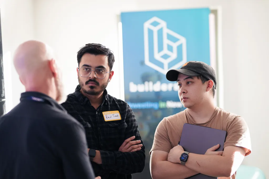 Attendee greeting mentors at Desert Dev Lab 2025