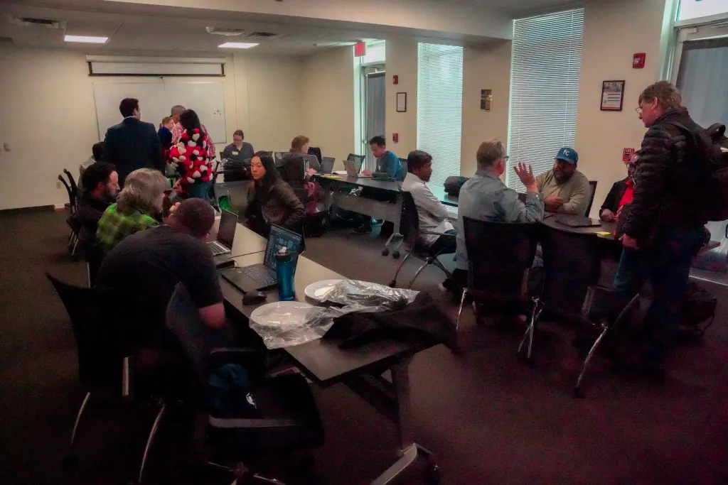 Wide view of the seated audience listening to a speaker at Desert Dev Lab 2026